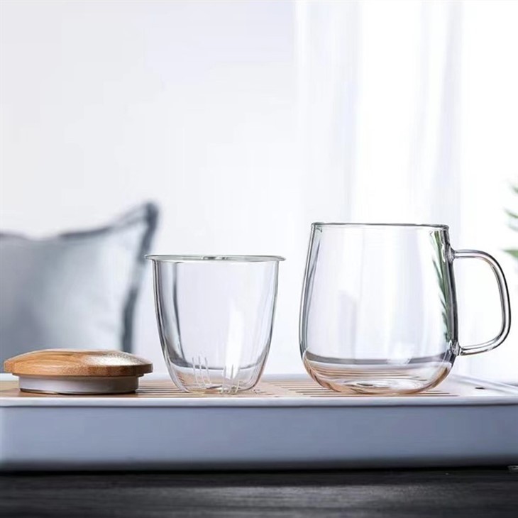 Tea Mug With Infuser And Wooden Lid For Hot Tea Or Coffee